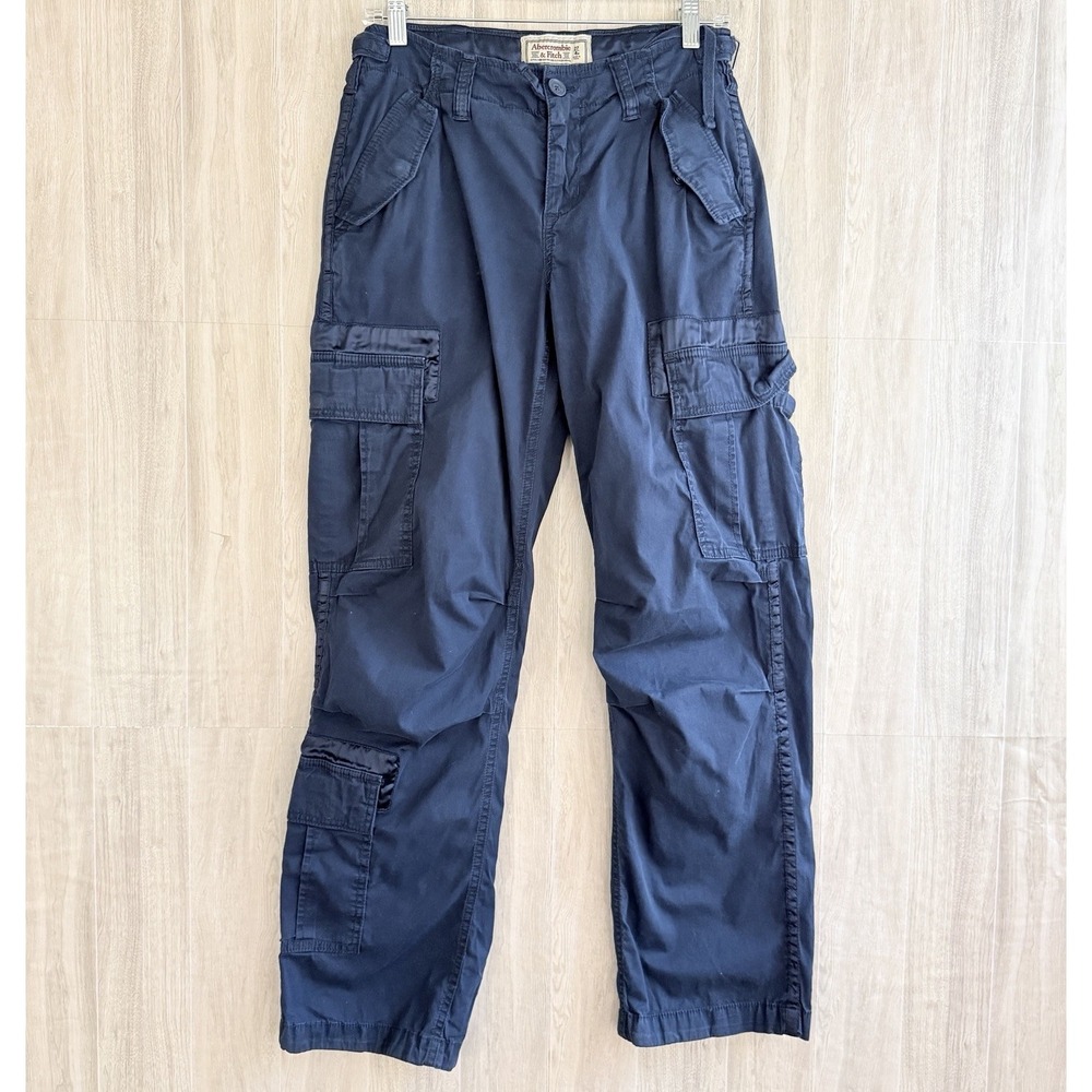 Abercrombie & Fitch Parachute Pants Women's 27/4R Blue Y2K Streetwear Hip Hop
